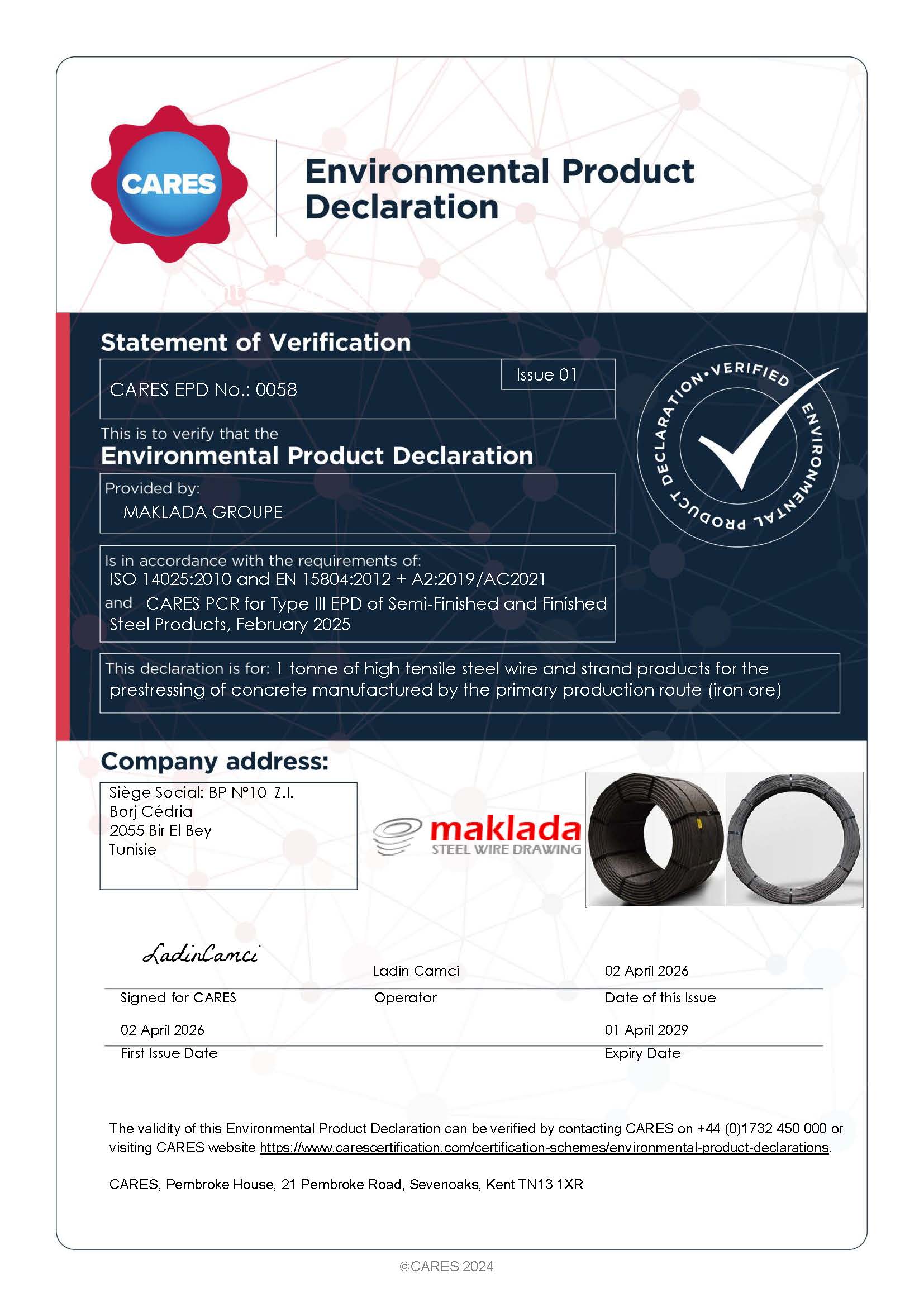 MAKLADA Groupe EPD